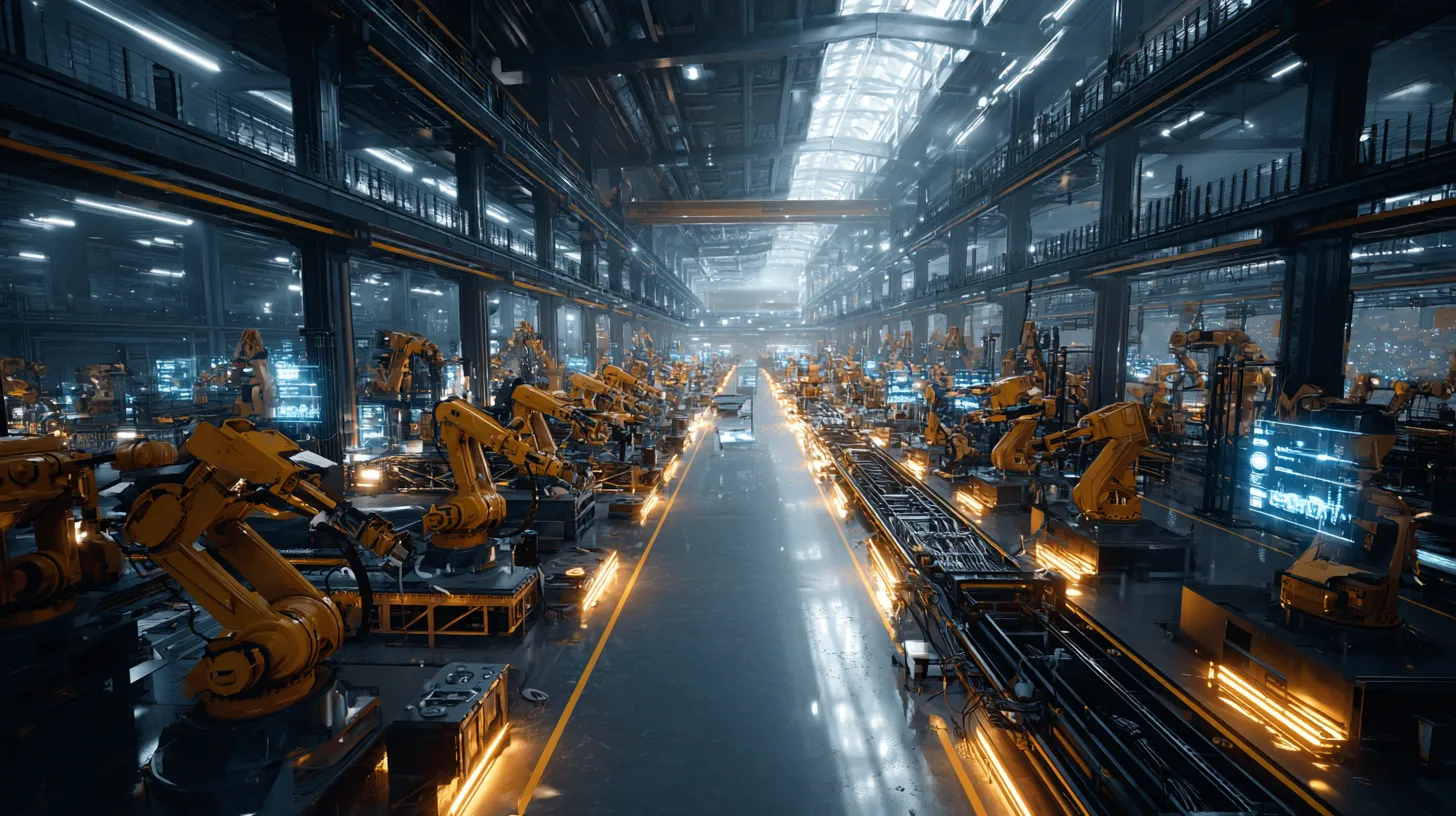 Automated robotic assembly line in a modern Chinese factory